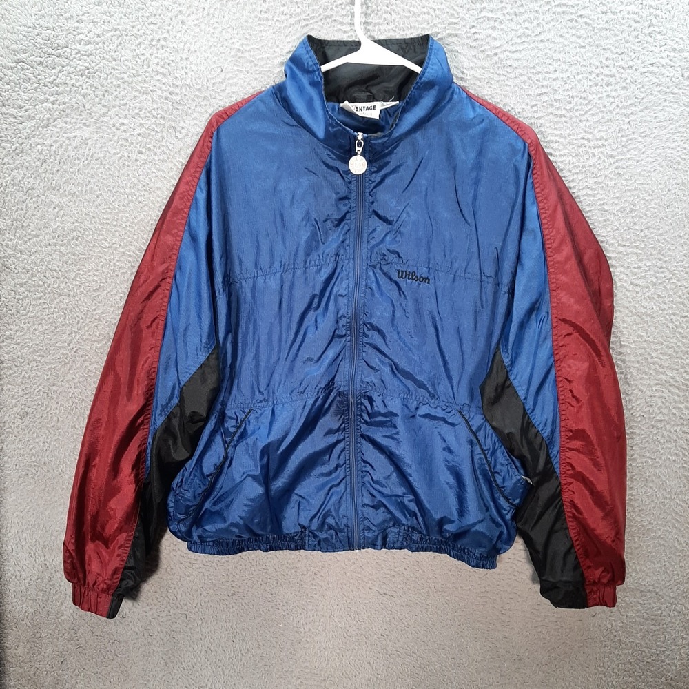 Vintage Advantage By Wilson Jacket Adult Large Blue Ripstop Windbreaker 1990s